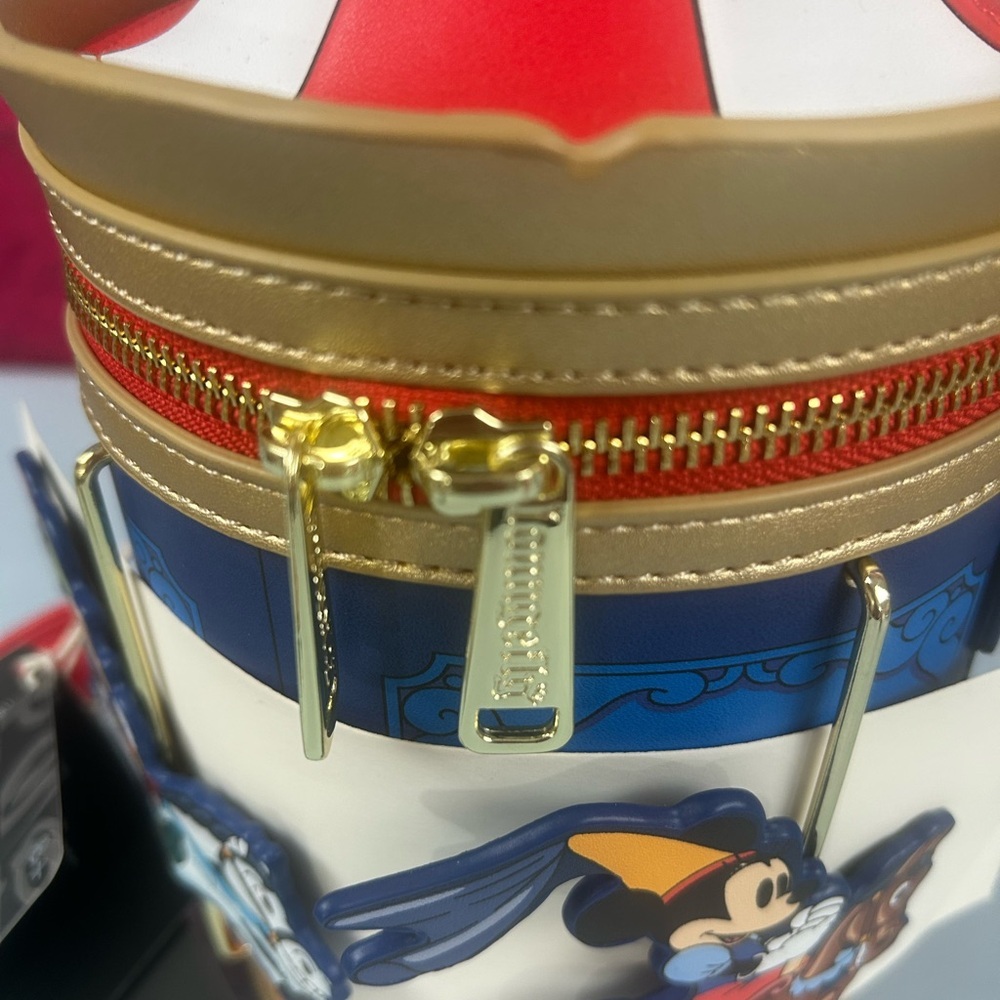 Disney Loungefly Red and Gold Carousel Crossbody Bag - Picture 2 of 4